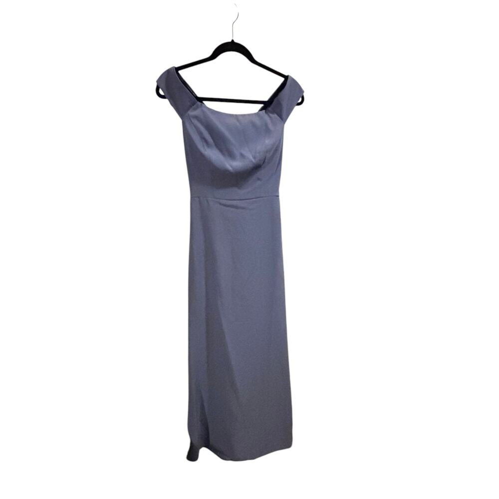 Dessy Collection Dress Off- Shoulder in Crepe -Size 2 in Larkspur Blue NWT